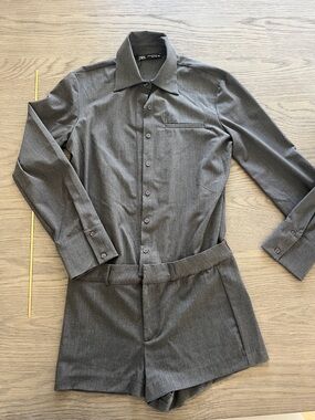 Zara Men's Dark Gray Long-Sleeve Dress Shirt